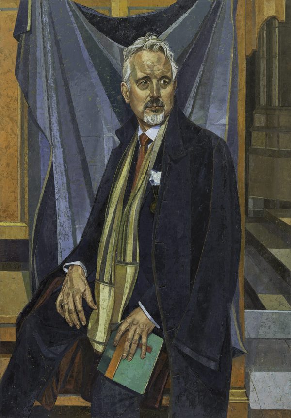 Dominic Oliver, Head Master at Lancing College, 2014 to 2025, Oil on Gesso Panel, 122 x 85 cm