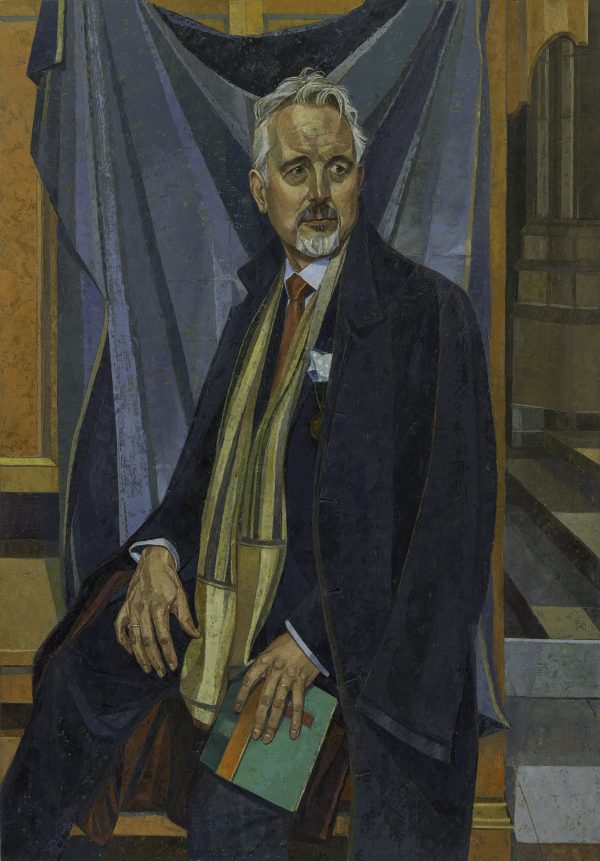Dominic Oliver, Head Master at Lancing College, 2014 to 2025, Oil on Gesso Panel, 122 x 85 cm